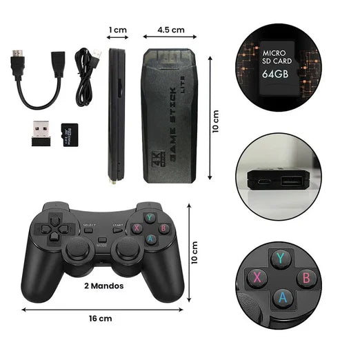 Consola De Videojuego Game Stick 64g + 10.000 Juegos GRATIS DE REGALO 🎁 + 2 Controles